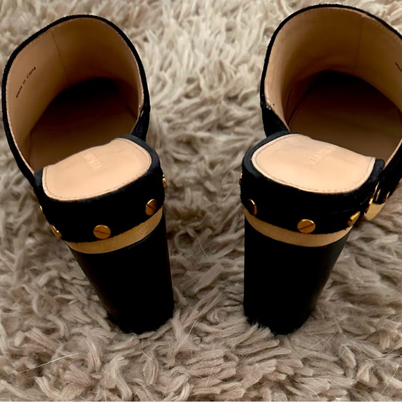 Veronica Beard Grita Clogs, Black crafted in velvety suede & goldtone studs. - Picture 2 of 4